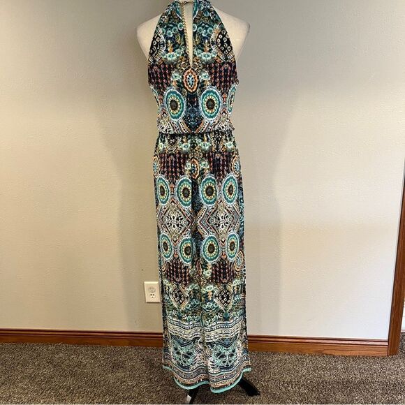 Bisou Bisou Halter Neck Maxi Sleeveless Dress - Multicolor - Picture 6 of 13